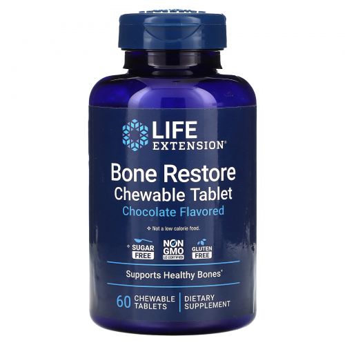 Life Extension, Bone Restore, Sugar-Free, Chocolate, 60 Chewable Tablets