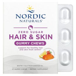 Nordic Naturals, Zero Sugar Hair & Skin Gummy Chews, Strawberry Lemonade, 27 Gummy Chews