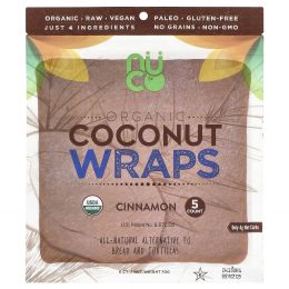 NUCO, Organic Coconut Wraps, Cinnamon, 5 Wraps (14 g) Each