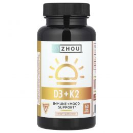 Zhou Nutrition, K2 + D3, 2-In-1 Support, 60 Veggie Capsules