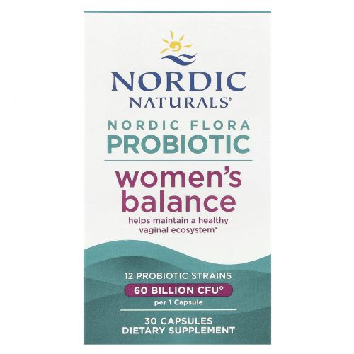 Nordic Naturals, Nordic Flora, пробиотик для женщин, 60 млрд КОЕ, 30 капсул