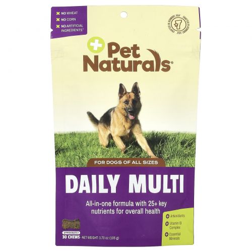 Pet Naturals of Vermont, Ежедневный мультивитамин, для собак, 30 жевательных таблеток, 3,70 унции (105 г)