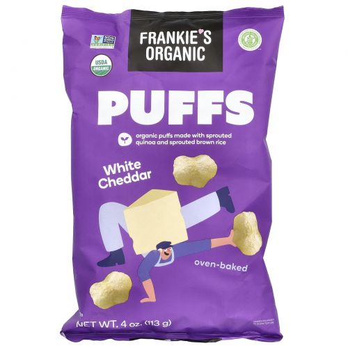 Frankie's Organic, Puffs, белый чеддер, 113 г (4 унции)