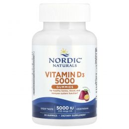 Nordic Naturals, Жевательные таблетки с витамином D3, маракуйя, 5000 МЕ (125 мкг), 30 жевательных таблеток