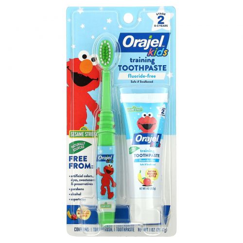 Orajel, Elmo Tooth & Gum Cleanser, Bright Banana Apple, 3-24 Months, 1 oz (28.3 g)