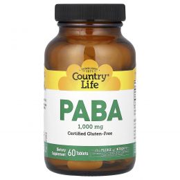 Country Life, PABA, Постепенное высвобождение, 1000 мг, 60 таблеток