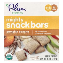 Plum Organics, Mighty, Snack Bars, Tots, Pumpkin Banana, 6 Bars, 0.67 oz (19 g) Each