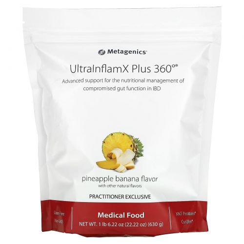 Metagenics, UltraInflamX Plus 360°, лечебное питание, ананас и банан, 630 г (22,22 унции)