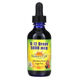 Nature's Life, B-12 Drops, Wild Berry Flavor, 5000 mcg, 2 fl oz (60 ml)