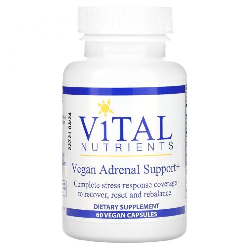 Vital Nutrients, Vegan Adrenal Support +, 60 веганских капсул