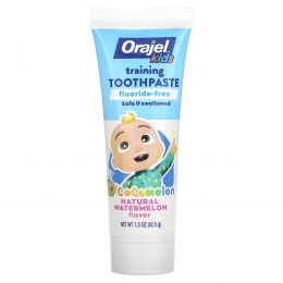 Orajel, Cocomelon, зубная паста для тренировок без фторидов, для детей от 0 до 3 лет, натуральный арбуз, 42,5 г (1,5 унции)