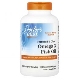 Doctor's Best, Purified & Clear Omega 3 Fish Oil with Goldenomega, 1000 mg, 120 Marine Softgels
