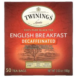 Twinings, English Breakfast, Decaffeinated,  50 Tea Bags, 3.53 oz (100 g)