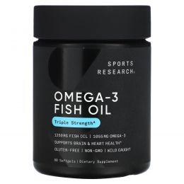 Sports Research, Omega-3 Fish Oil, Triple Strength, 1,250mg , 60 Softgels