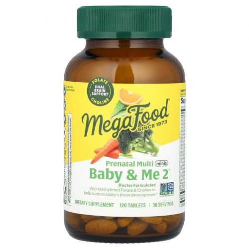 MegaFood, Baby & Me 2, мультивитамины для беременных, 120 таблеток