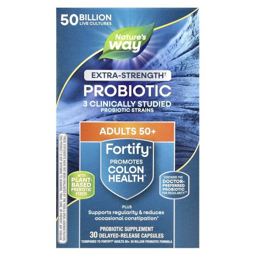 Nature's Way, Fortify®, пробиотик повышенной силы, для взрослых старше 50 лет, 50 млрд, 30 капсул с отсроченным высвобождением