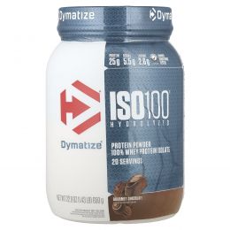 Dymatize, ISO100, гидролизованный, 100% изолят сывороточного протеина, шоколад для гурманов, 640 г (1,4 фунта)