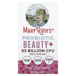 MaryRuth's, Probiotic Beauty +, 63 млрд КОЕ, 60 капсул (31,5 млрд КОЕ в 1 капсуле)