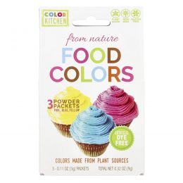 ColorKitchen, Украшение, пищевые красители, взятые у природы, 3 пакетика с красителями, 0,24 унц. (6,9 г.)