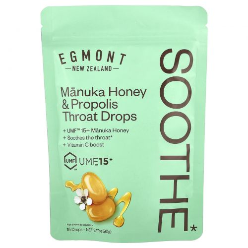 Egmont Honey, Мед манука и прополис в горле, 15 капель, 90 г (3,17 унции)