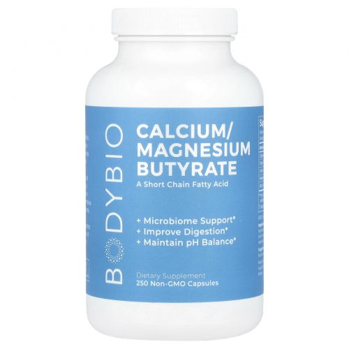 BodyBio, Calcium/ Magnesium Butyrate, 250 Non-GMO Capsules