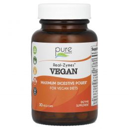 Pure Essence, Real-Zymes, веганский продукт, 30 растительных капсул