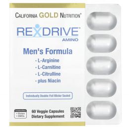 California Gold Nutrition, Rexdrive™ Amino, добавка для мужчин, 60 растительных капсул