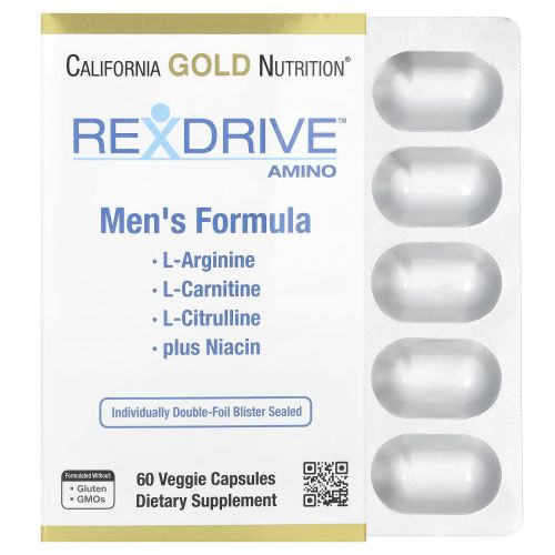 California Gold Nutrition, Rexdrive™ Amino, добавка для мужчин, 60 растительных капсул
