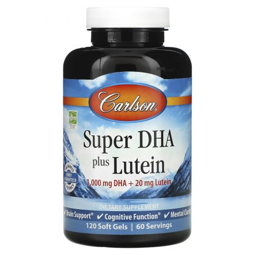 Carlson Labs, Super DHA plus Lutein, 120 Soft Gels