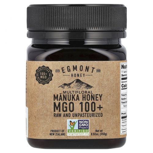 Egmont Honey, Multifloral Manuka Honey, Raw And Unpasteurized, MGO 100+, 8.82 oz (250 g)