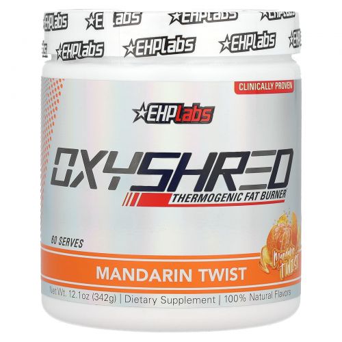 EHPlabs, OxyShred, термогенный сжигатель жира, со вкусом мандарина, 342 г (12,1 унции)