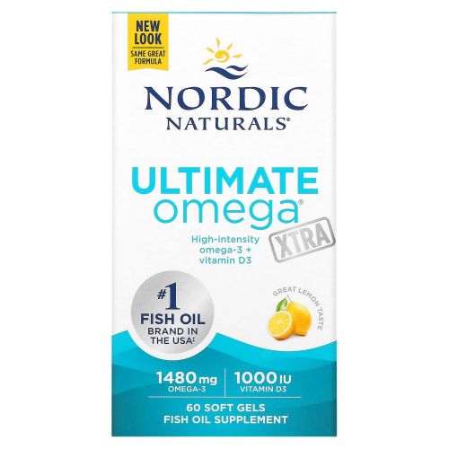 Nordic Naturals, Ultimate Omega Xtra, со вкусом лимона, 740 мг, 60 капсул