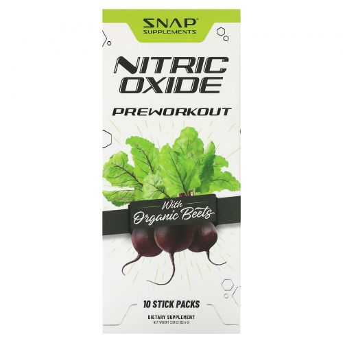 Snap Supplements, Оксид азота, органическая свекла перед тренировкой, 10 пакетиков по 8,2 г (0,29 унции)