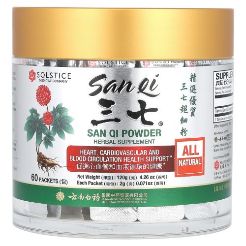Yunnan Baiyao, San Qi, порошок, 60 пакетиков, по 2 г (0,071 унции)