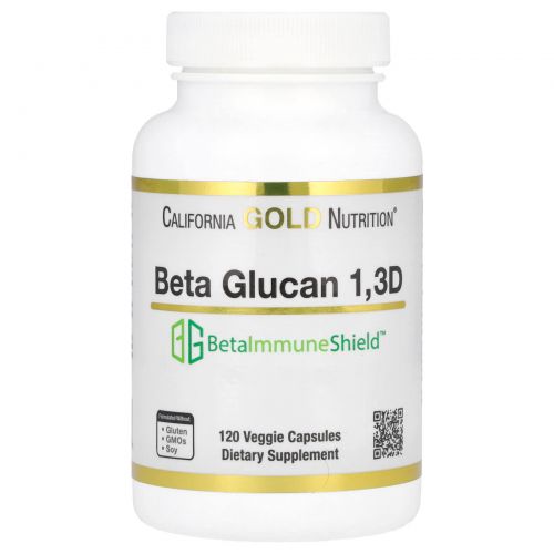California Gold Nutrition, Beta Glucan 1-3D with Beta-ImmuneShield, 250 mg Per Serving, 120 Veggie Capsules