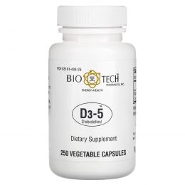 Bio Tech Pharmacal, Inc, D3-5 холекальциферол, 250 вегетарианских капсул