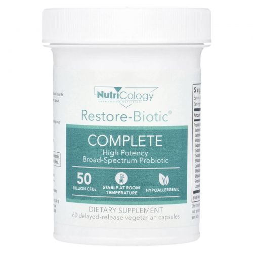 Nutricology, Restore-Biotic Complete, 60 Delayed-Release Vegetarian Capsules