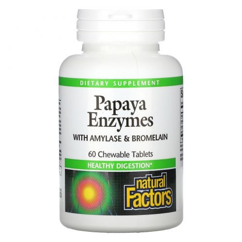 Natural Factors, Papaya Enzymes with Amylase & Bromelain, 60 Chewable Tablets