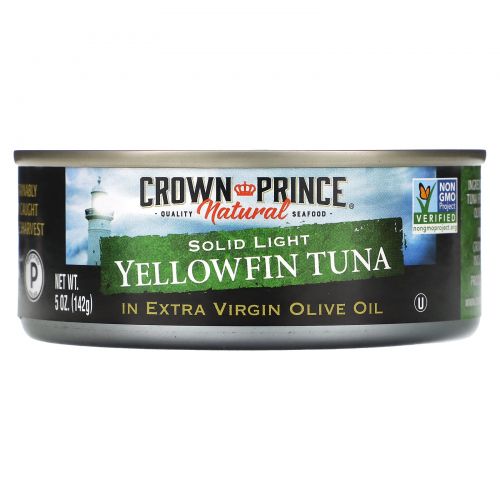 Crown Prince Natural, Yellowfin Tuna, Solid Light, In Extra Virgin Olive Oil, 5 oz (142 g)