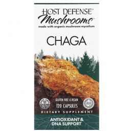 Fungi Perfecti, Host Defense, чага, 120 растительных капсул