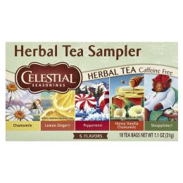 Celestial Seasonings, Набор травяных чаев, без кофеина, 5 вкусов, 18 чайных пакетиков, 1,0 унция (30 г)