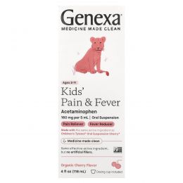Genexa, Kids 'Pain & Fever, для детей 2–11 лет, органическая вишня, 118 мл (4 жидк. унц.)