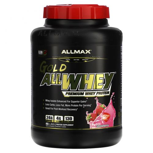 ALLMAX Nutrition, AllWhey Gold, 100% Whey Protein + Premium Whey Protein Isolate, Strawberry, 5 lbs. (2.27 kg)