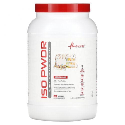 Metabolic Nutrition, ISOpwDR, изолят сывороточного протеина, со вкусом торта, 1380 г (3,04 фунта)