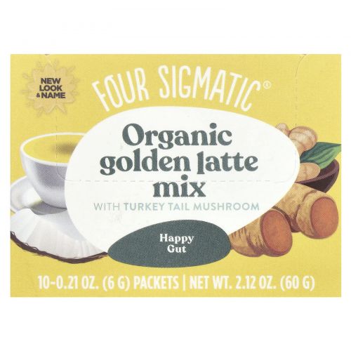 Four Sigmatic, Golden Latte, Mushroom Mix, 10 Packets, 0.21 oz (6 g) Each