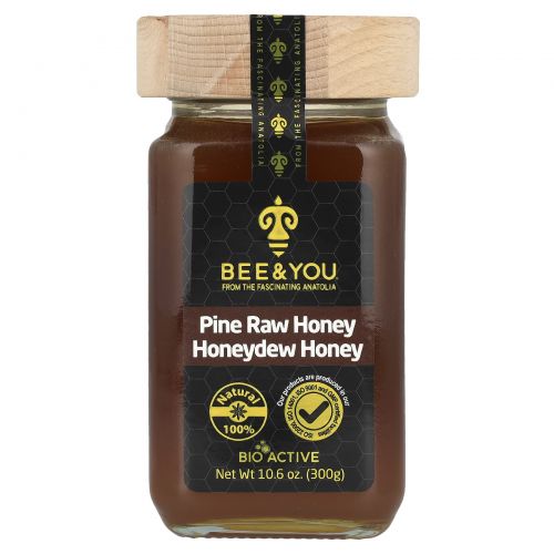 Bee & You, Pine Raw Honey, Honeydew Honey, 300 г (10,6 унции)