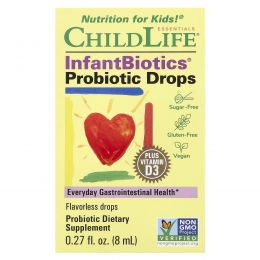 ChildLife, Essentials, InfantBiotics, пробиотические капли, 2,6 млрд КОЕ, 10,5 мл (0,36 жидк. Унции)