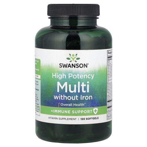 Swanson, Мультивитамины без железа, 120 мягких таблеток