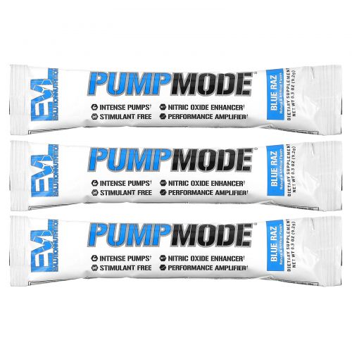EVLution Nutrition, Pump Mode, Blue Raz, 3 палочки по 9,2 г (0,3 унции)