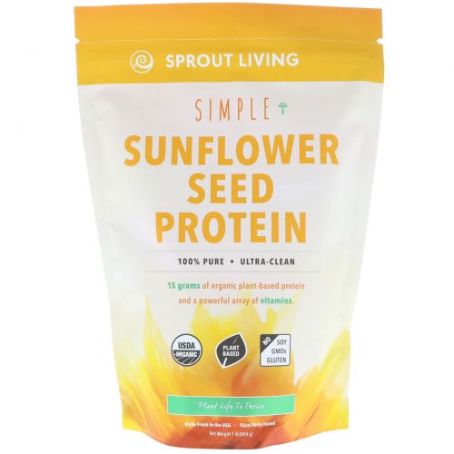 Sprout Living, Simple Sunflower Seed Protein, 1 lb (454 g)